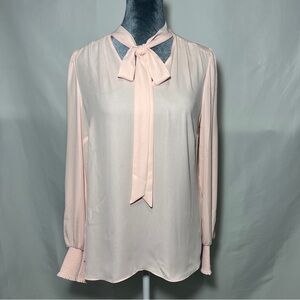 Ralph Lauren Blouse Top Long Sleeve Sheer Pink Front Tie Womens M NWT